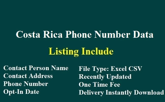 Costa Rica Phone Number Data